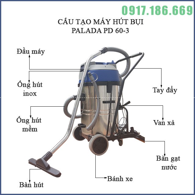 Máy hút bụi trong nhà xưởng Palada PD 60-3