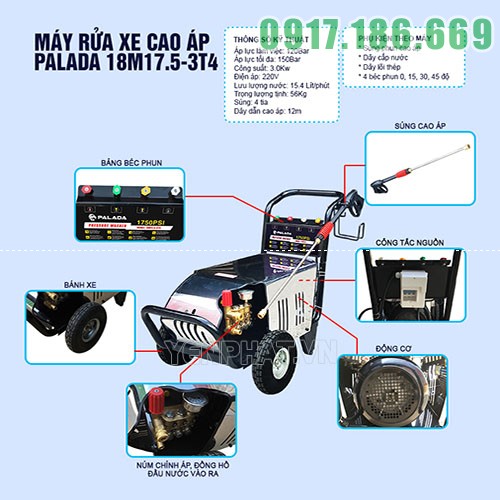 máy rửa xe cao áp palada 18M17.5-3T4