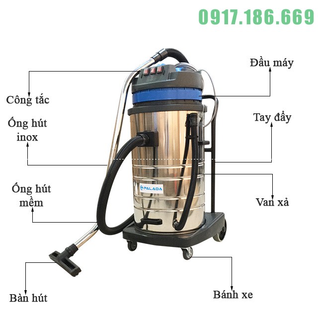 Máy hút bụi sàn nhà xưởng công nghiệp Palada PD80A