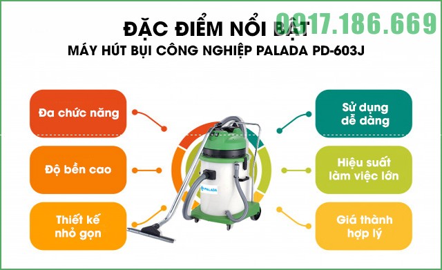 Máy hút bụi thùng nhựa Palada PD-603J