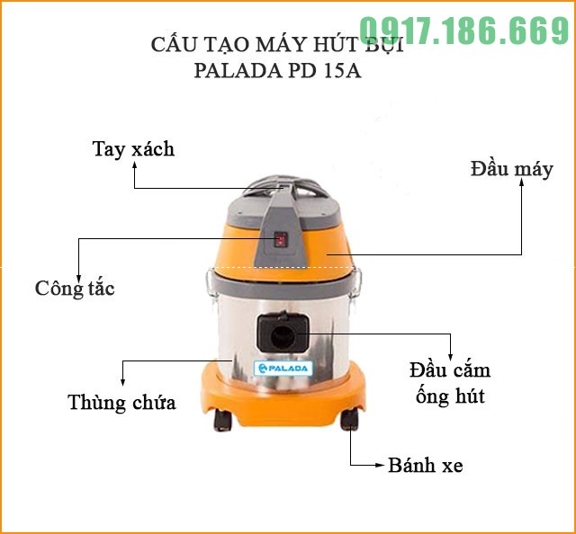 Máy hút bụi công nghiệp loại nhỏ Palada PD 15A