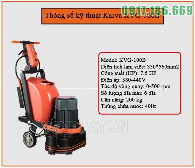 Máy mài sàn bê tông công nghiệp Karva KVG-100B