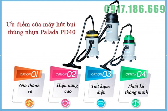 Máy hút bụi thùng nhựa Palada PD40