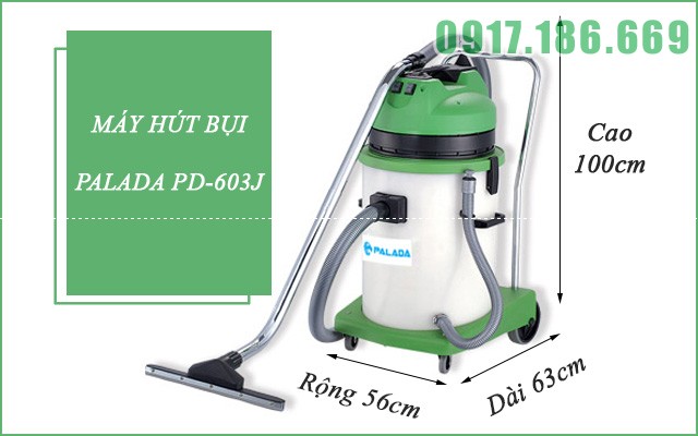 Máy hút bụi công nghiệp thùng nhựa Palada PD-603J