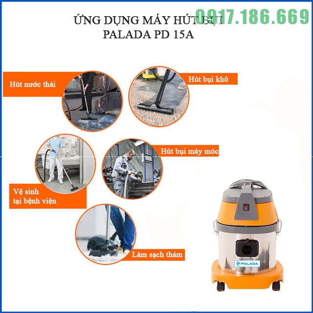 Máy hút bụi công nghiệp nhỏ Palada PD 15A